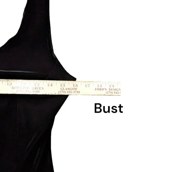 Vintage Benson Smith Dress Women's 11/12 Black Velvet Lace Up Goth Pleated - Picture 11 of 11